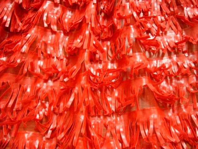 3.Red Fake Leather Fringe Cut Fabrics